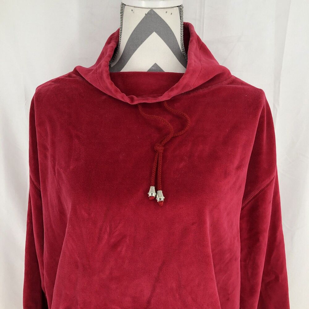 Real Clothes Saks Fifth Avenue Red Velour Pullover Retro Track Sweater Large
